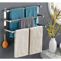 Mehrschichtiger Handtuchhalter aus Edelstahl 304 zur Wandmontage, 3 Stangen, Handtuchhalter für Badezimmer und Küche (50 cm mit Haken) von SERBIA