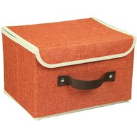 Orange Faltbare Aufbewahrungsbox 26 x 20 x 17 cm, Hochwertiger Baumwollleinen-Dicker Karton, Waschbare Stoff-Aufbewahrungsbox, 1 Stück von SERBIA