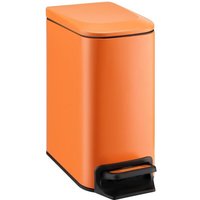 Oranger Mülleimer, 29,8 x 15 x 30,2 cm, 1 kleiner Badezimmer-Mülleimer mit Deckel, 6 Liter, Edelstahl-Mülleimer mit Pedal von SERBIA