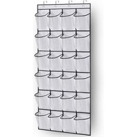 Schuhschrank-Organizer zum Aufhängen über der Tür, Schuhregalhalter, 24 große Netztaschen für eine ordentliche Schranktür mit Kleiderständer (weiß) von SERBIA