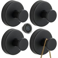 Schwarzer Saugnapfhaken, 6 x 6 x 4,5 cm, 4 Stück, Edelstahl, geeignet für Glas, kein Bohren erforderlich, Handtuchhaken von SERBIA