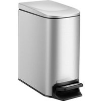 Silberner Mülleimer 29,8 x 15 x 30,2 cm, 1 kleiner Badezimmer-Mülleimer mit Deckel, 6 Liter, Edelstahl-Mülleimer mit Pedal von SERBIA