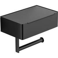 St. Toilettenpapierhalter mit Tücherbox, mattschwarz, Wandmontage, Toilettenpapierhalter, Edelstahl-Rollenhalter für Küche und Bad, selbstklebend von SERBIA