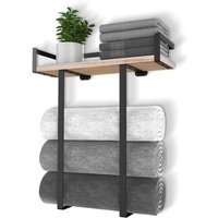 Stück Handtuchhalter aus Metall zur Wandmontage mit Holzregal für kleine Badezimmer-Aufbewahrungsdekor oder Handtuchaufbewahrung im Wohnmobil-Camping von SERBIA