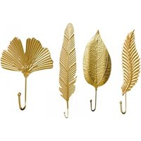 Stück Vintage-Wandhaken, Kleiderhaken aus Metall ohne Bohren, Vintage-Kleiderhaken, blattförmige goldene Haken, rustikale Schlüsselhaken, von SERBIA
