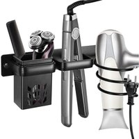 Stück schwarzer Haartrocknerhalter (29,9 x 9 x 9,5 cm), Wandmontiertes Aufbewahrungsregal für Haartrockner und Glätteisen von SERBIA