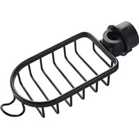 Teleskop-Seifenschale für die Dusche, schwarzes Aluminium, 18 x 10,5 x 4,5 cm, 1 Stück, ohne Bohren, Küchenschwammhalter, Abflusskorb von SERBIA