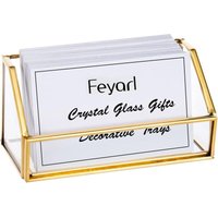 Visitenkartenhalter aus goldenem Glas – Visitenkarten-Organizer für Schreibtisch und Arbeitsplatte (Gold) von SERBIA