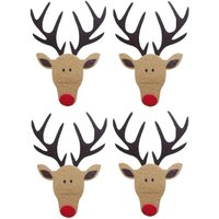 Weihnachtliches Geschirrset, braunes Rentier-Design, 19,5 x 14 cm, 4-teiliges Besteckset, Aufbewahrungstasche aus Filz, Esstisch von SERBIA