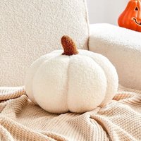 Weißes Kürbiskissen 30 x 30 x 20 cm, 1 kurzes Plüsch-Sofakissen, Halloween-Dekoration von SERBIA