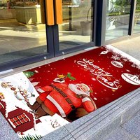 rote Bodenmatte (50 x 80 cm) Weihnachtsmann, dekorative Fußmatte für Heiligabend, geeignet für Schlafzimmer, Tür, Küche, Balkon (Stil 3) von SERBIA