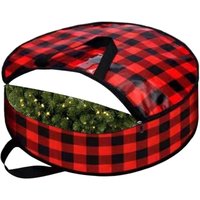 x rot-schwarz karierte Aufbewahrungstasche für Weihnachtskränze (76 x 76 x 18 cm), PP mit Reißverschluss, geeignet für Schlafzimmer, Kleiderschränke von SERBIA