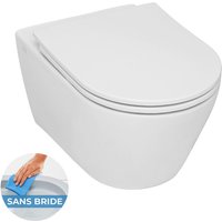 Serel Wand-WC ohne Spülrand mit unsichtbare Befestigungen, Slim-Softclose-Sitz, Weiß (SP26) von SEREL