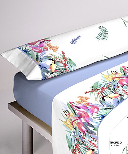 SERENA Tropico bettset, Baumwolle-Polyester, blau, 180x200x27 cm von SERENA