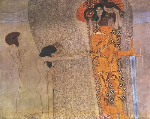 SERENDIPITP Abstrakte Leinwand Kunst Landschaft Wandkunst Dekoratives Wandgemälde Il Fregio Di Beethoven: Il Desiderio Di Felicità Gustave Klimt Ölgemälde Kunstdrucke für Heimdekoration 60x90cm von SERENDIPITP