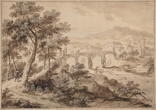 SERENDIPITP Abstrakte Leinwand Kunst Landschaft Wandkunst Dekoratives Wandgemälde Landschaft mit Brücke von Marco Ricci Ölgemälde Kunstdrucke für Heimdekoration 60x90cm von SERENDIPITP
