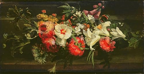 SERENDIPITP Abstrakte Leinwand Kunst Landschaft Wandkunst Dekoratives Wandgemälde Stillleben mit Rosen Lilien und anderen Blumen von Ruysch Ölgemälde Kunstdrucke für Heimdekoration 60x90cm von SERENDIPITP