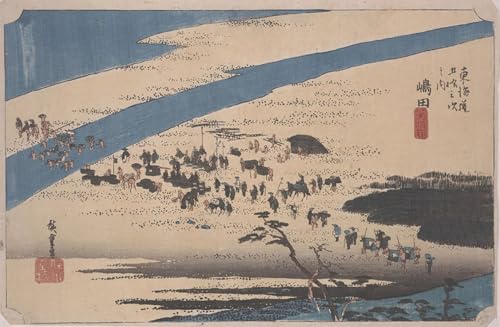 SERENDIPITP Abstrakte Leinwand Kunst Landschaft Wandkunst Dekoratives Wandgemälde Suruga-Bank des Oi-Flusses von Utagawa Hiroshige Ölgemälde Kunstdrucke für Heimdekoration 60x90cm von SERENDIPITP