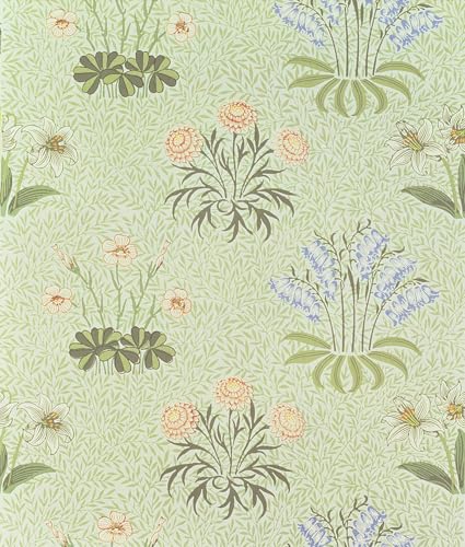 SERENDIPITP Bilder Druck Wandgemälde Kunst Gemälde Gänseblümchen-Design mit Maiglöckchen und anderen wilden Blumen auf Weidenhintergrund von William Morris für Wanddekoration 60x90cm von SERENDIPITP