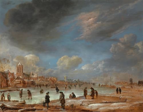 SERENDIPITP Bilder Moderne Graffiti Leinwanddruck Berühmte Gemälde Blick auf den Fluss im Winter von Aert Van Der Neer Wandkunst Graffiti für Wanddekoration 60x90cm SERENDIPITP Bilder Moderne Graffiti Leinwanddruck Berühmte Gemälde Blick auf den Fluss im Winter von Aert Van Der Neer Wandkunst Graffiti für Wanddekoration 60x90cm von SERENDIPITP