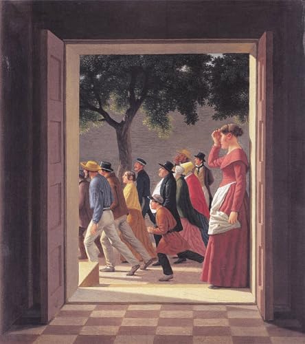 SERENDIPITP Bilder Moderne Graffiti Leinwanddruck Berühmte Gemälde Blick durch eine Tür auf laufende Formen von Christoffer Wilhelm Eckersberg Wandkunst Graffiti für Wanddekoration 60x90cm von SERENDIPITP