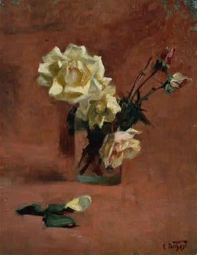 SERENDIPITP Kunst Gemälde Vintage Wandbild Leinwand Poster Druck Stillleben mit Rosen im Glas von Edward Henry Potthast Moderne Leinwanddrucke für Wanddekoration 60x90cm von SERENDIPITP