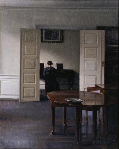 SERENDIPITP Kunstdruck Leinwand Bilder Druck Wandgemälde Kunst Gemälde Interieur mit Ida am Klavier von Vilhelm Hammershøi Leinwand Wandkunst Poster für Wanddekoration 60x90cm von SERENDIPITP