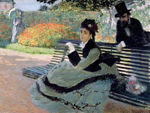 SERENDIPITP Kunstdruck Leinwand Bilder Druck Wandgemälde Kunst Gemälde Madame monet auf einer Gartenbank von claude monet Leinwand Wandkunst Poster für Wanddekoration 60x90cm von SERENDIPITP