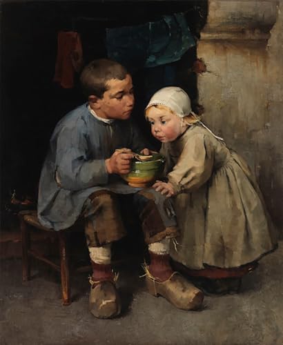 SERENDIPITP Kunstdruck Leinwand Bilder Druck Wandgemälde Kunst Gemälde Pikkusiskoaan Ruokkiva Poika von helene schjerfbeck Leinwand Wandkunst Poster für Wanddekoration 60x90cm von SERENDIPITP