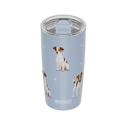 SERENGETI Jack Russell Terrier vakuumisolierter Becher aus Edelstahl mit auslaufsicherem Deckel, 3D-Druck, isolierter Reisebecher für heiße oder kalte Getränke (Jack Russell Terrier Tumbler) von SERENGETI
