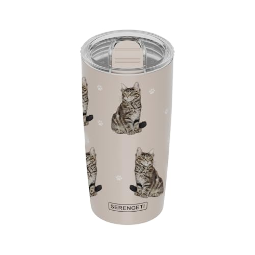 SERENGETI Maine Coon Vakuumisolierter Becher aus Edelstahl mit auslaufsicherem Deckel, 3D-Druck, isolierter Reisebecher für heiße oder kalte Getränke, 590 ml (Maine Coon) von SERENGETI