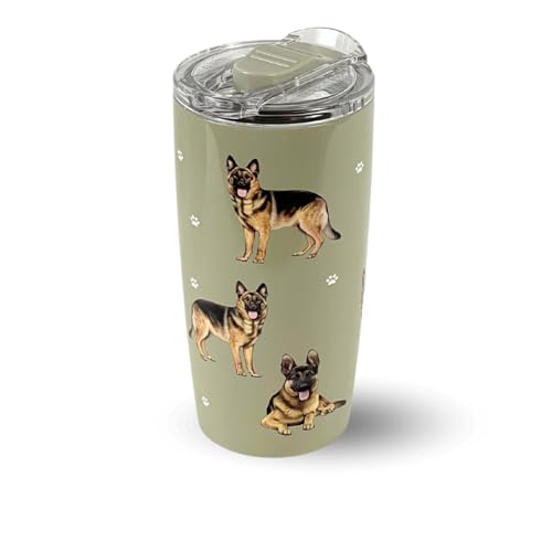 VICCITY SERENGETI Deutscher Schäferhund, vakuumisolierter Becher mit auslaufsicherem Deckel, 3D-Druck, isolierter Reisebecher für heiße oder kalte Getränke, 590 ml von SERENGETI