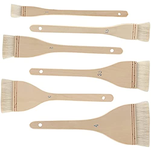 6-teiliges Hake-Pinsel-Set, 6 Größen flache Hake-Pinsel mit Holzgriff, weicher Ziegenhaar-Hake zum Waschen, Aquarell, Keramik und Keramikmalerei von SERPEN