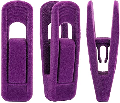 Violette Samt-Kleiderbügel-Clips, Hosenbügel, Samt-Clips, starke Finger-Clips, perfekt für dünne Samt-Kleiderbügel (20 Stück) von SERPEN