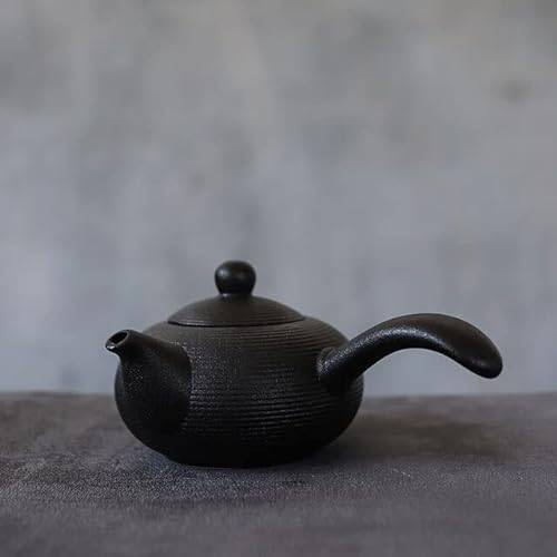 Schwarzes Geschirr, Keramik-Kyusu-Teekanne, handgefertigte chinesische Teekanne, 165 ml von SERVEL