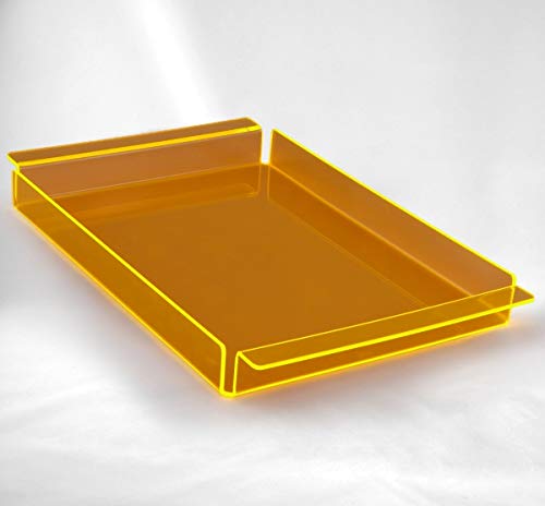 Hansen Tablett/Serviertablett/Servierplatte/Frühstückstablett/Tray aus orange-transparentem Acryl/Acrylglas - klein (340 x 180 x 30 mm) von SERVIZZ by Hansen Werbetechnik