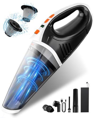 SERVOMASTER Handstaubsauger 15000Pa, Handstaubsauger Akku Kabellos mit Hoher Leistung, 2 Geschwindigkeitsstufen und LED-Licht, Mini Staubsauger mit waschbarem HEPA-Filter für Auto, Büro und Haustier von SERVOMASTER
