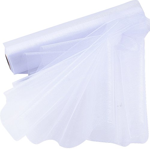 26M X 29CM Rolle Organza Stoff Organza Tischläufer Tischband Organza Band Weiß Stuhl Schärpe Bögen für Hochzeit Party Geschenke Deko Basteln von SERWOO