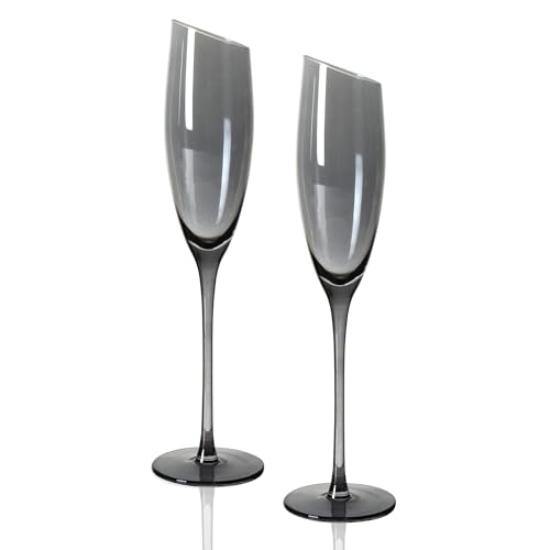 SERdeerCH Sektgläser 2er-Set 180ml Kristall Champagnergläser weingläser wine glass weinglas Galvanik Grau Bleifreies schräger Rand SERdeerCH Sektgläser 2er-Set 180ml Kristall Champagnergläser weingläser wine glass weinglas Galvanik Grau Bleifreies schräger Rand von SERdeerCH