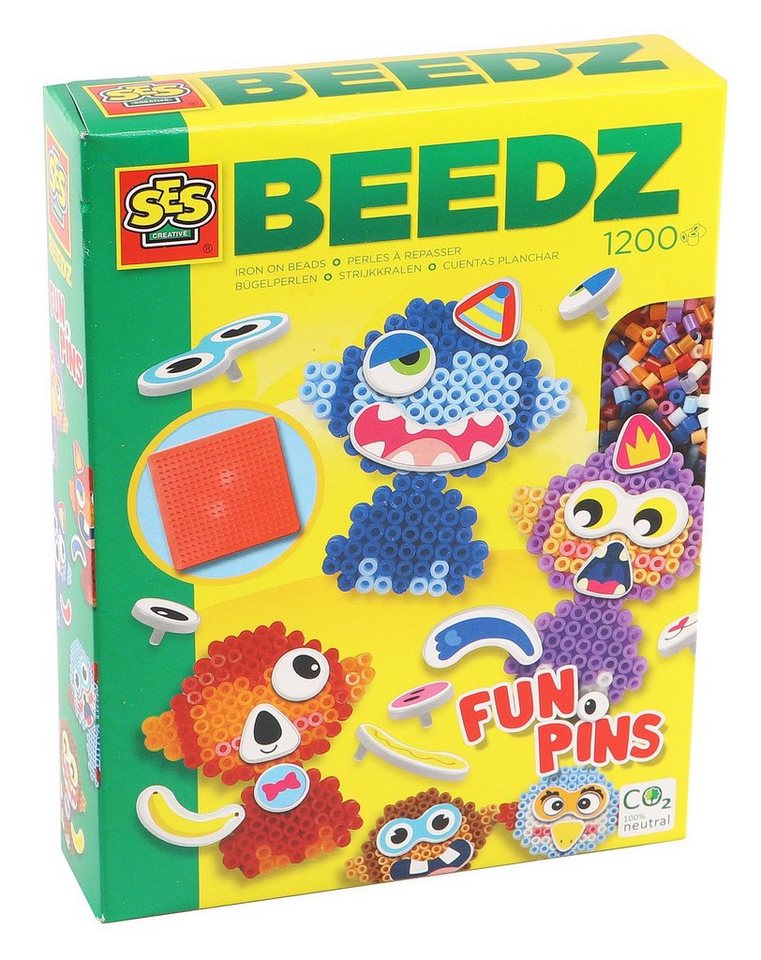 SES Creative Bügelperlen SES Bügelperlen Steckplatte Set mit Fun Pins von SES Creative
