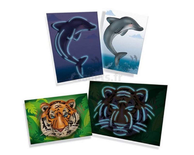 SES Poster SES Neon-Signatur Tiger und Delfin Design für bunte Raumgestaltung, Tiger und Delfin von SES