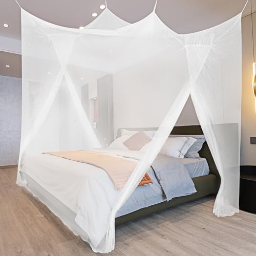 SESAMIS Moskitonetz Doppelbett (65 * 250 * 1250) - Verbessern Sie Ihr Schlafgefühl mit einem Moskitonetz Baldachin für Queen-Size Betten, Kinderbett und Erwachsenenbetten. (Quadrat mit Tür) von SESAMIS