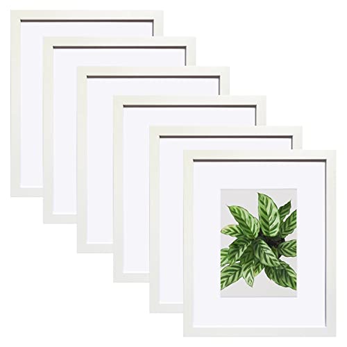 8x10 Bilderrahmen weiß 6er Set, Display Bilder 5x7 mit Matte oder 8x10 ohne Matte für Wand oder Tischplatte von SESEAT