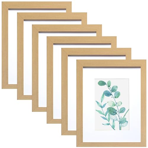 Bilderrahmen mit natürlicher Holzmaserung, 20,3 x 25,4 cm, 6 Stück, 12,7 x 17,8 cm mit Passepartout oder 20,3 x 25,4 Bilderrahmen mit natürlicher Holzmaserung, 20,3 x 25,4 cm, 6 Stück, 12,7 x 17,8 cm mit Passepartout oder 20,3 x 25,4 von SESEAT