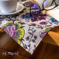 Natur Leinen Tischsets | 2Er-Set Mit Blumenmuster/Handgefertigte Aus Echtem - Florales Helles Muster von SESEstudio