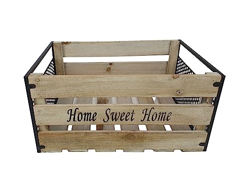 Deko Holzboxen mit Metall Home Sweet Home natur/schwarz versch. Größen Holzkisten Organizer Aufbewahrung (mittel) von SESUA