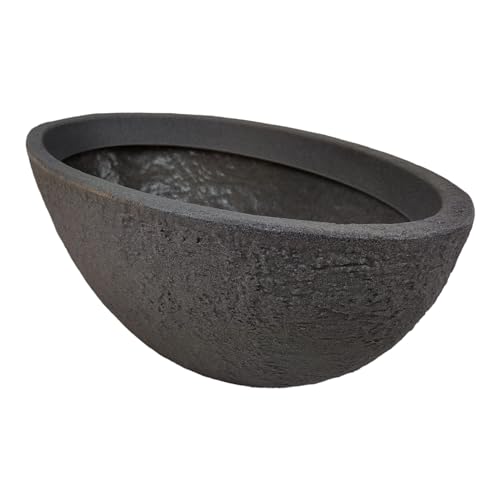Sesua Pflanzschale XXL oval grau Pflanztopf Steinoptik Kunststoff 70x40cm von Sesua
