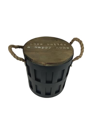 Sesua Sitztonne aus Metall Metall rund Hocker Box Aufbewahrung schwarz mit Deckel (klein 29cm hoch) von Sesua
