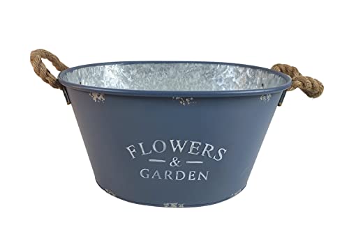 SESUA Zink Pflanzwanne Pflanzgefäß Flowers & Garden grau oval 38,5x30x20 von SESUA