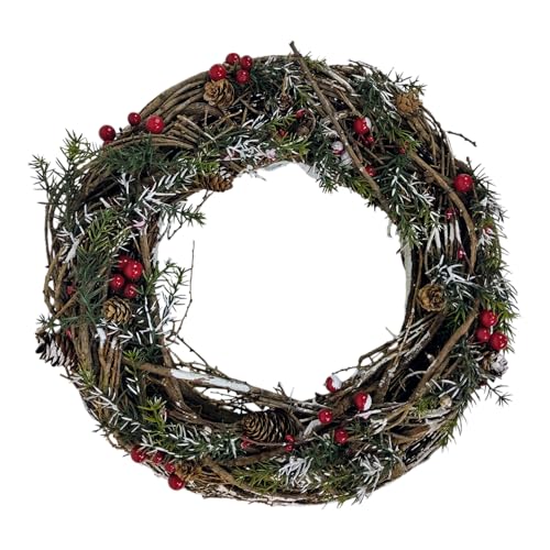 Weihnachtskranz Weidenkranz mit Beeren und Tannenzapfen 40cm von Sesua